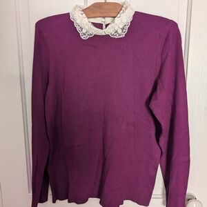 Cable & Gauge Deep Purple Knit Top